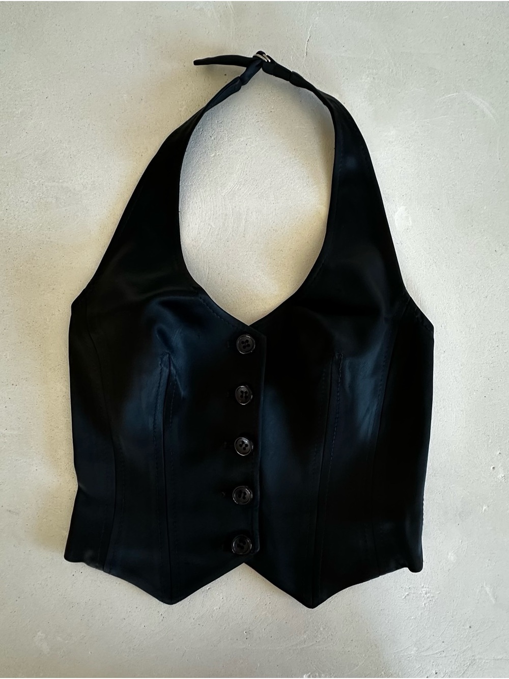 Authentic bebe Black Halter Button-Front Vest